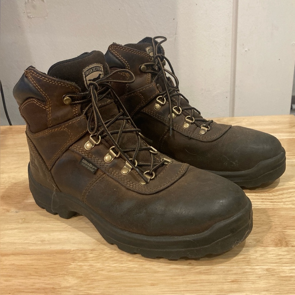 Men’s Irish Setter Ely Red Wing Steel Toe Leather Work Boots Sz 9.5 EE